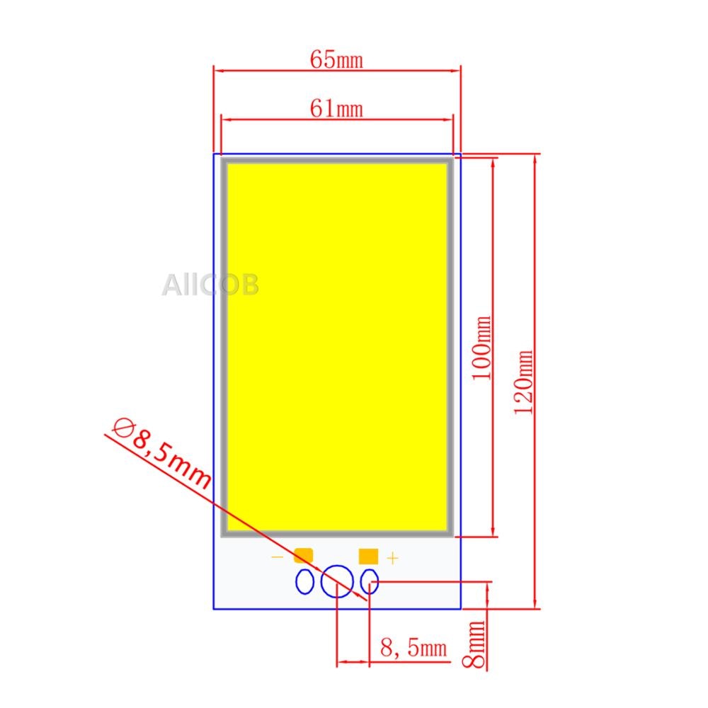 30W LED COB Light Module 120*65mm DC 12V 2500mA Warm White/ White 