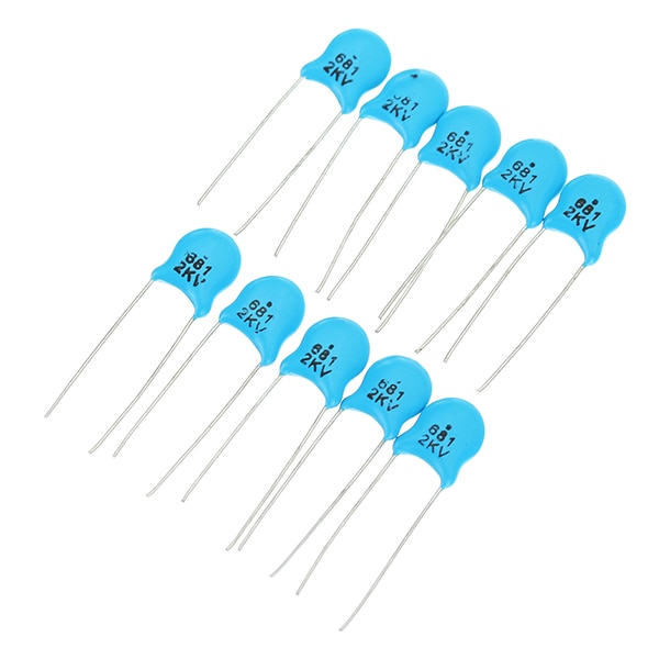 10 Values 2KV High-Voltage 102K-681K Ceramic Capacitor Assortment Kit