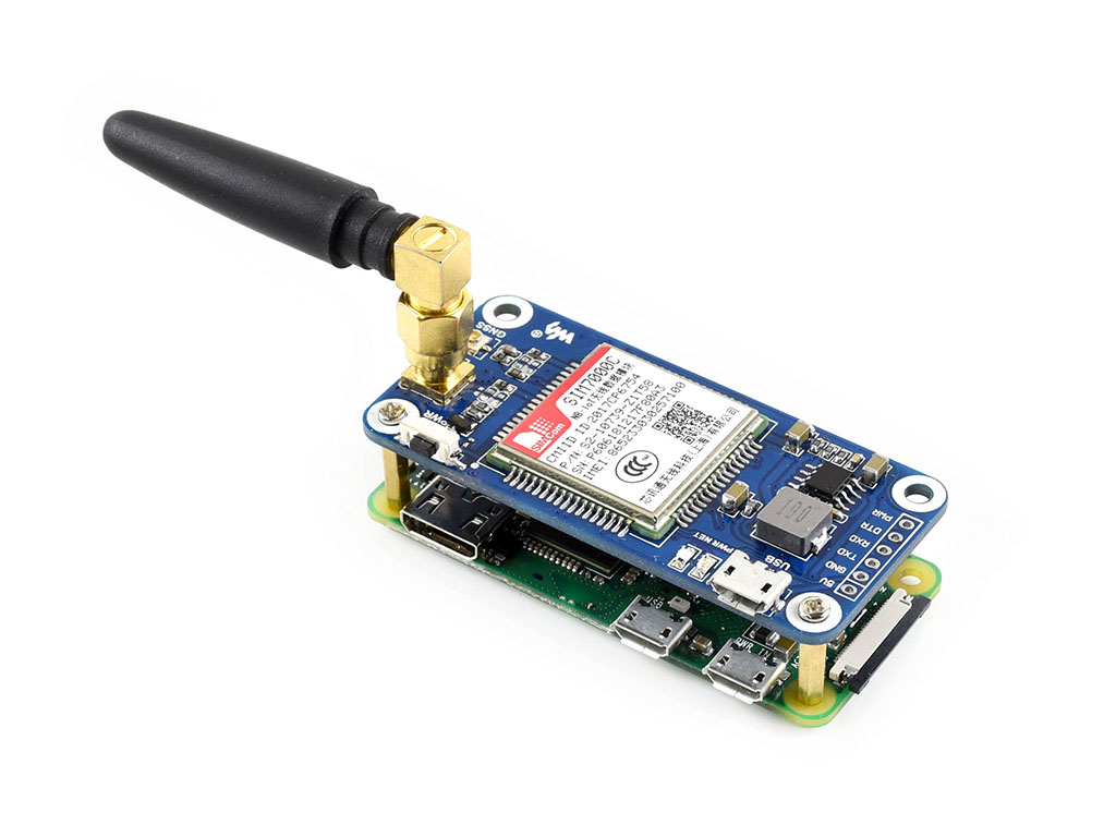 NB-IoT / eMTC / EDGE / GPRS / GNSS HAT for Raspberry Pi Based on SIM7000E