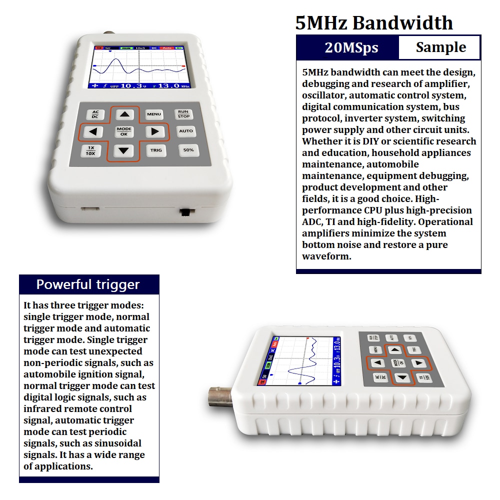 DSO FNIRSI 5Mhz Analog Bandwidth 20MS Sampling Rate Handheld Mini Digital Oscilloscope