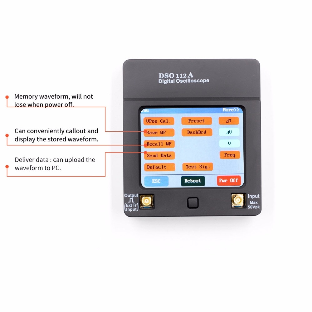 DSO112A 0-2MHz Analog Bandwidth 5MS Sampling Rate Mini Digital Oscilloscope