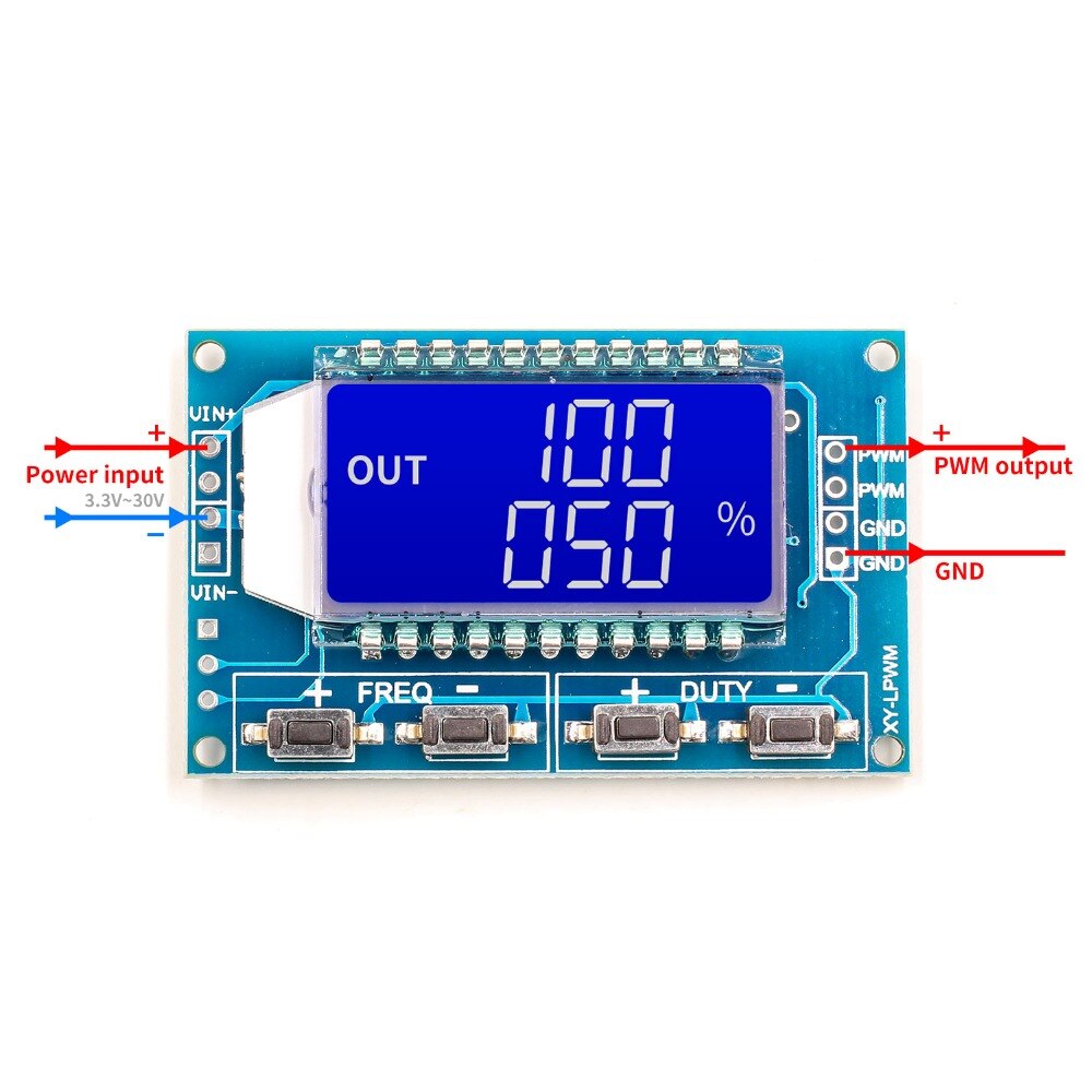 1Hz-150Khz 3.3V-30V PWM Pulse Frequency Duty Cycle LCD Display Signal Generator