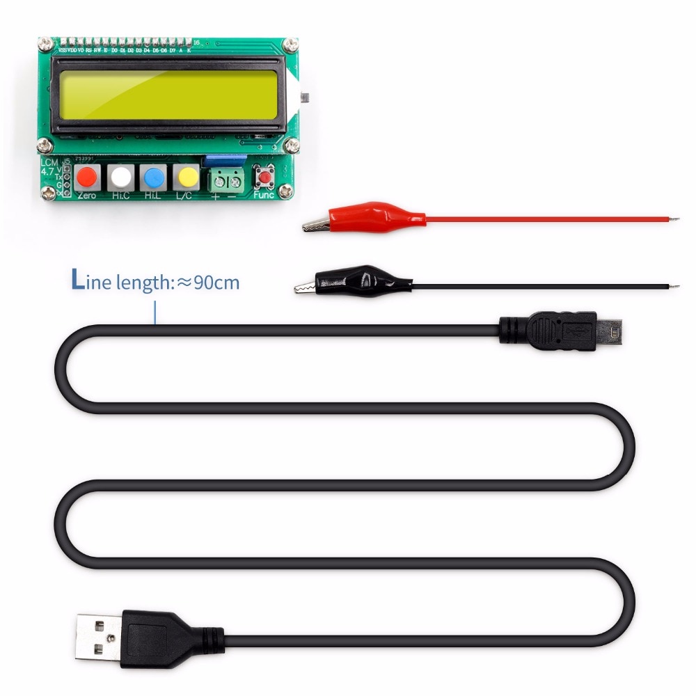 LC100-A 1pF-100mF 1uH-100H Digital LCD Capacitance Meter Inductance Tester + Test Clip