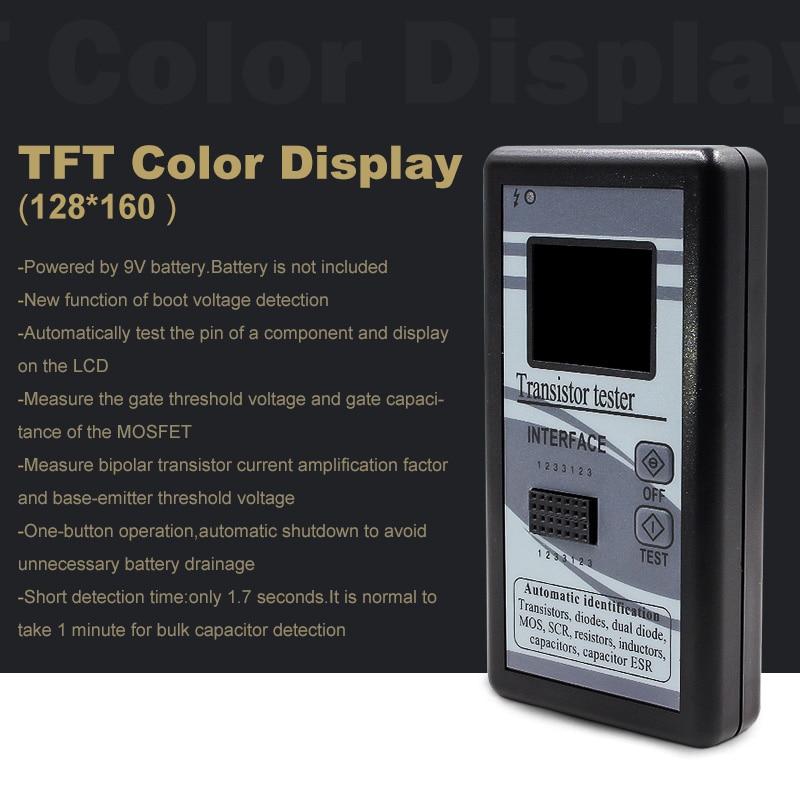 128*160 TFT Color Display Capacitance Resistor Inductance ESR LCR Meter Transistor Tester