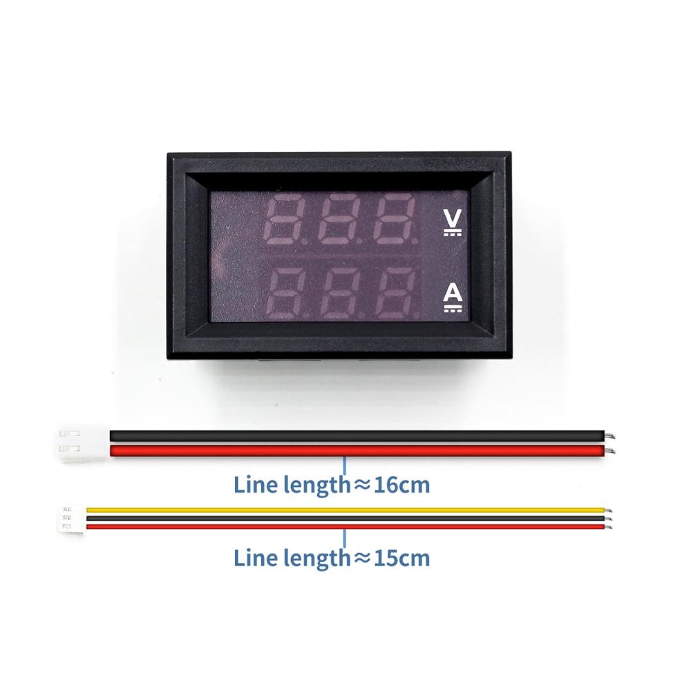 0.56'' DC100V 10A 50A 100A Blue Red Dual LED Display Mini Digital Current Voltage Meter