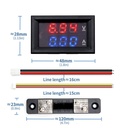 0.56'' DC100V 10A 50A 100A Blue Red Dual LED Display Mini Digital Current Voltage Meter