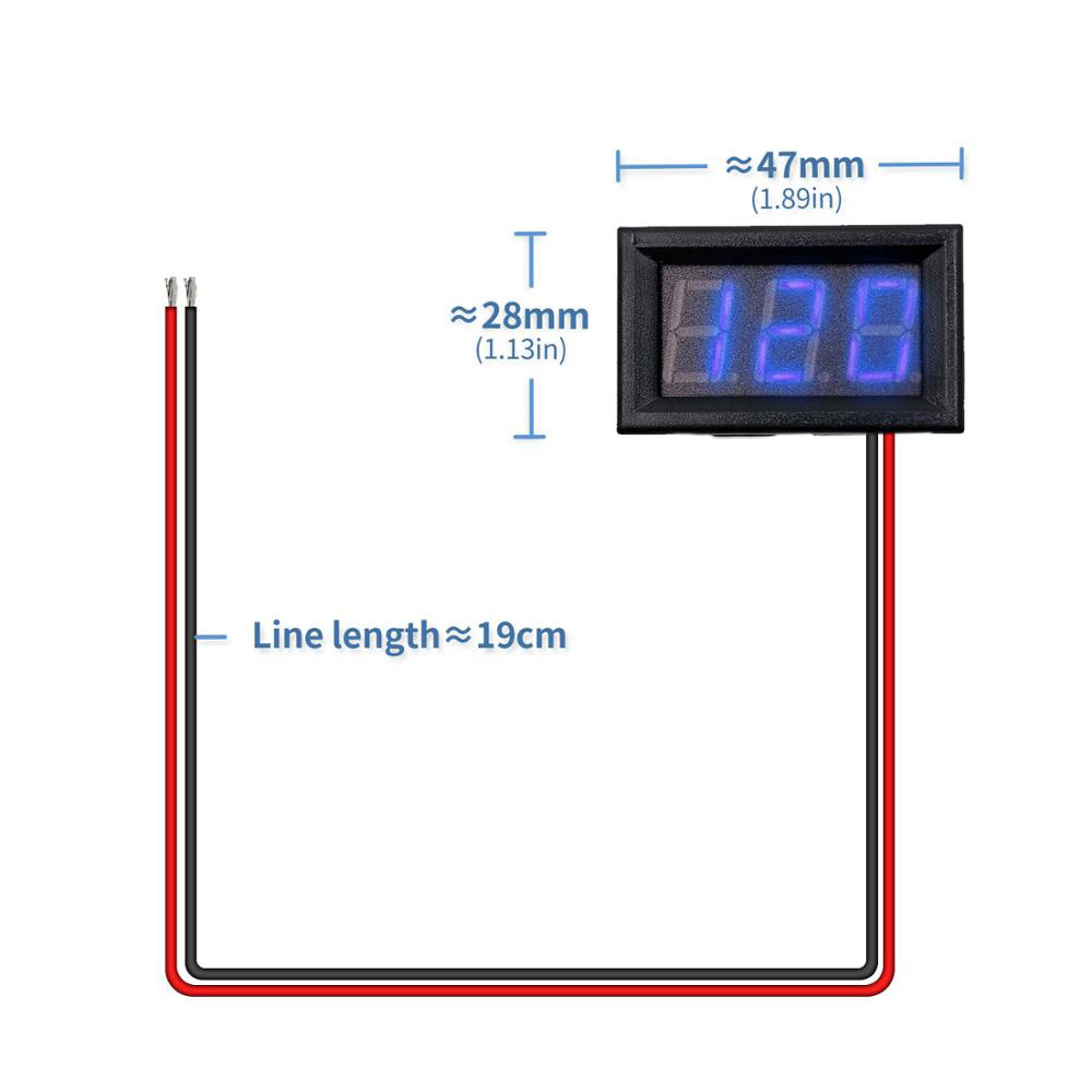 0.56'' DC5V to 120V Digital Voltage Meter for 12V 24V 96V Electromobile Motorcycle