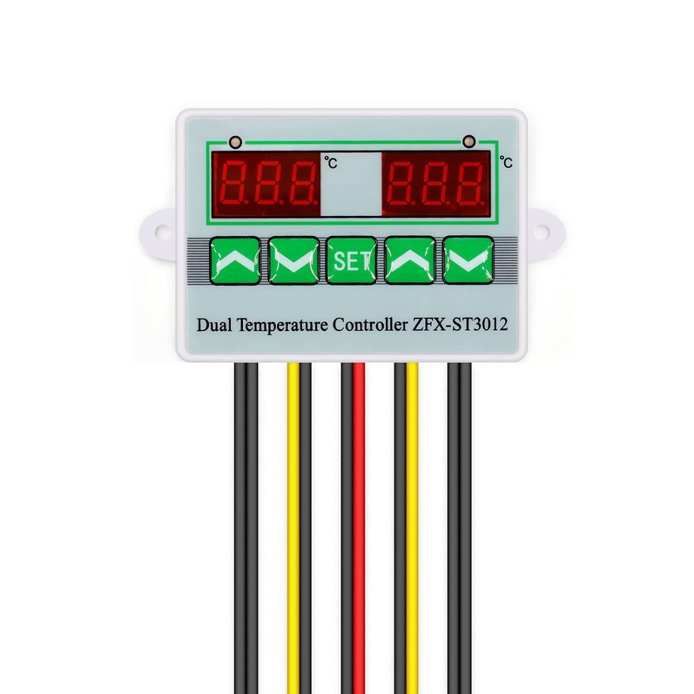 AC220V 12V 24V Digital LED Dual Probe Thermometer Temperature Controller  Thermostat