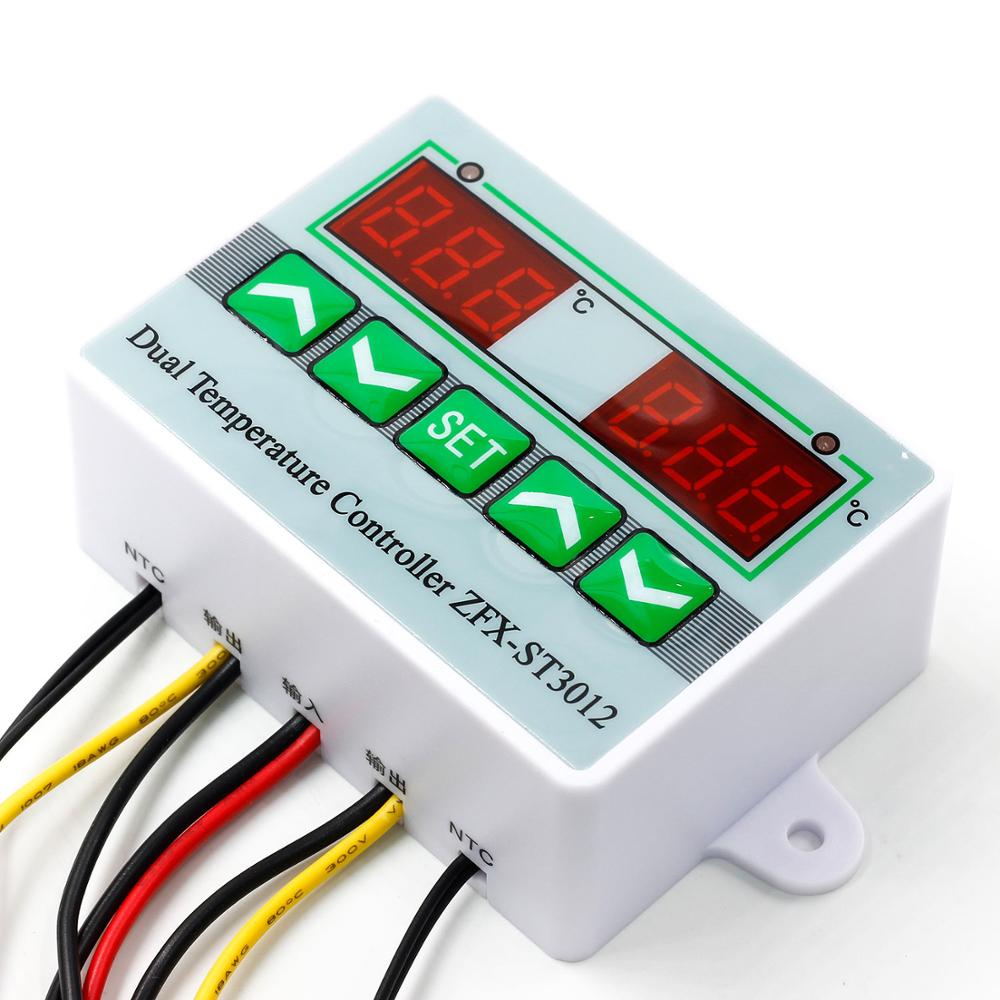 AC220V 12V 24V Digital LED Dual Probe Thermometer Temperature Controller Thermostat