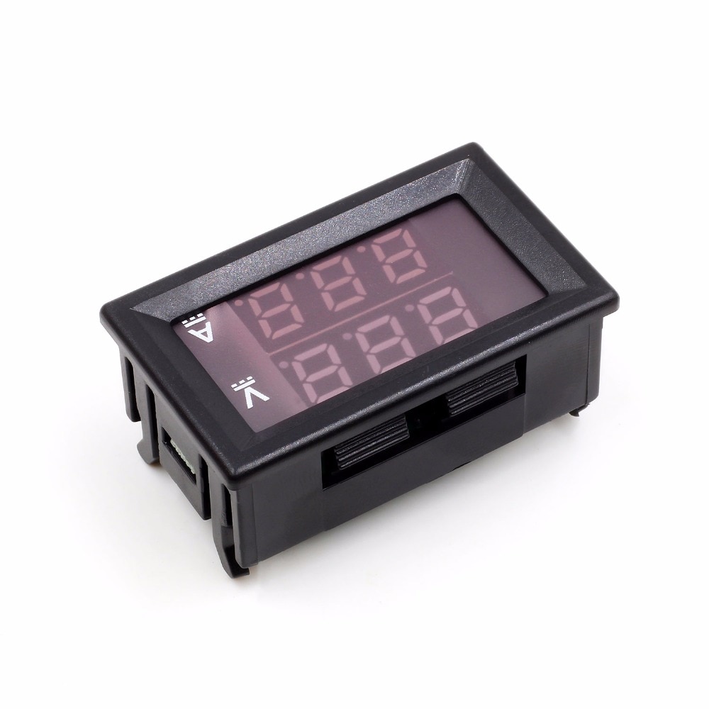 DC100V 10A 0.28" Blue Red Dual LED Display Mini Digital Voltage Meter