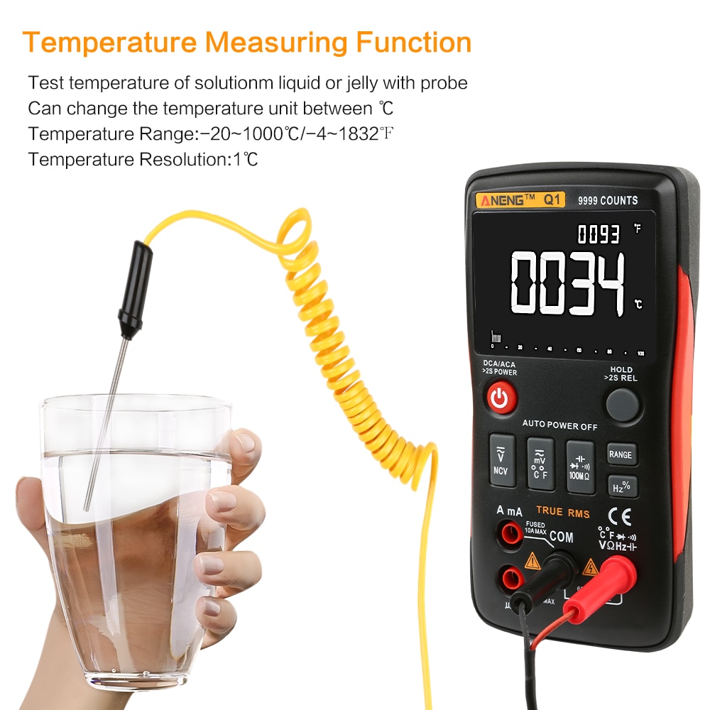 ANENG Q1 True-RMS Digital Multimeter 9999 Counts with Analog Bar Graphic