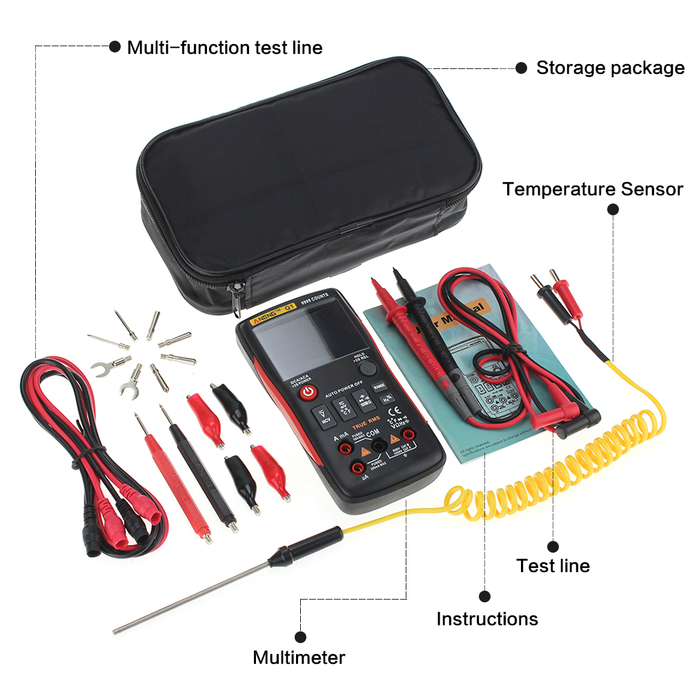 ANENG Q1 True-RMS Digital Multimeter 9999 Counts with Analog Bar Graphic