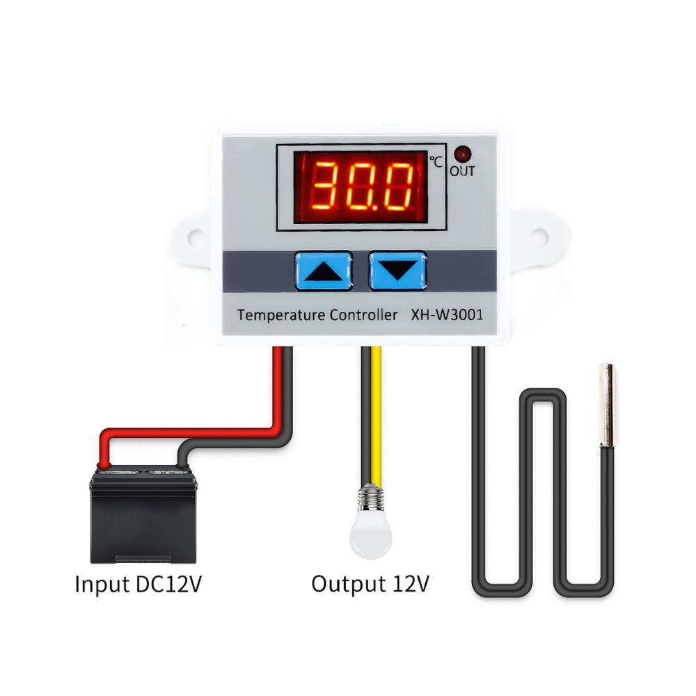 XH-W3001 DC12V DC24V AC220V Digital LED Temperature Controller Thermometer