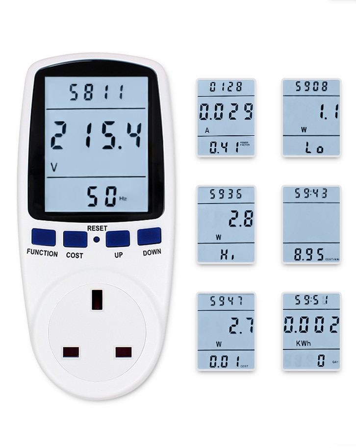 UK Plug Digital Power Analyzer Voltage Meter Measuring Socket