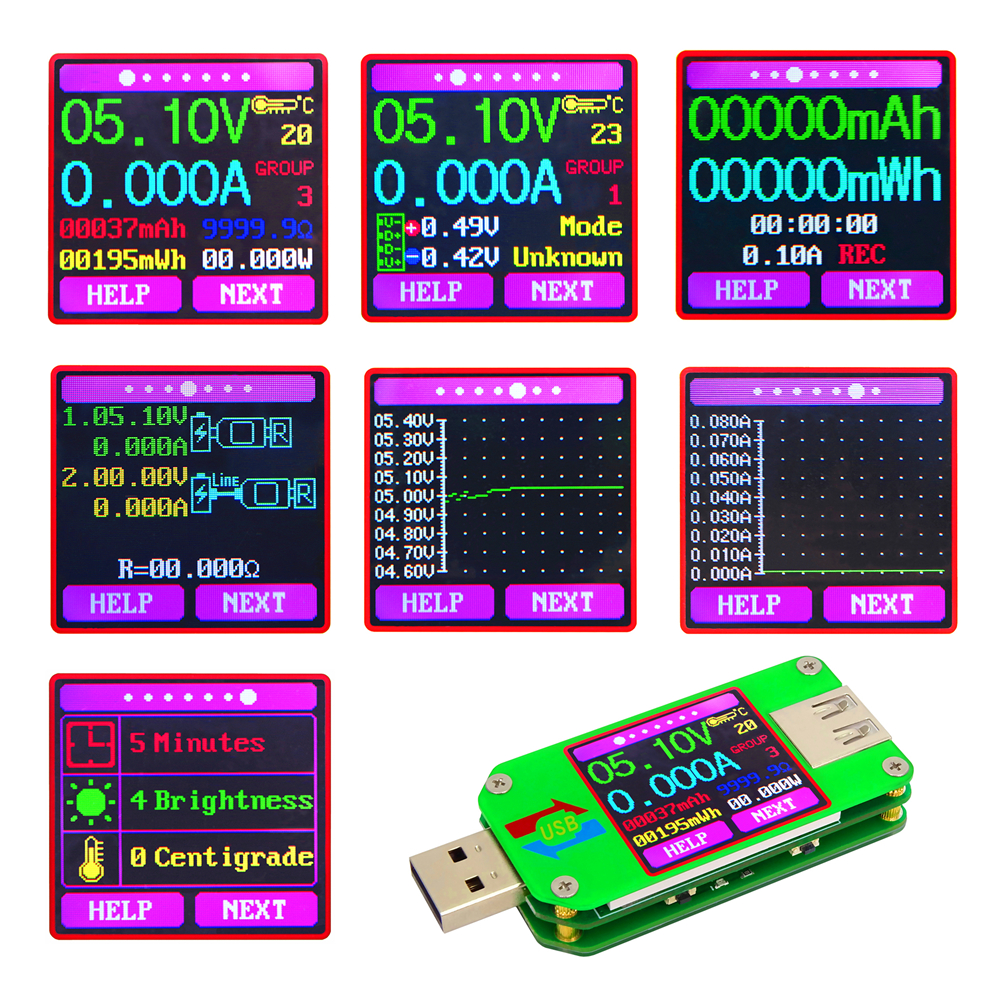 AT34 UM34/UM34C UM24/UM24C UM25/UM25C LCD Display USB Voltage Tester