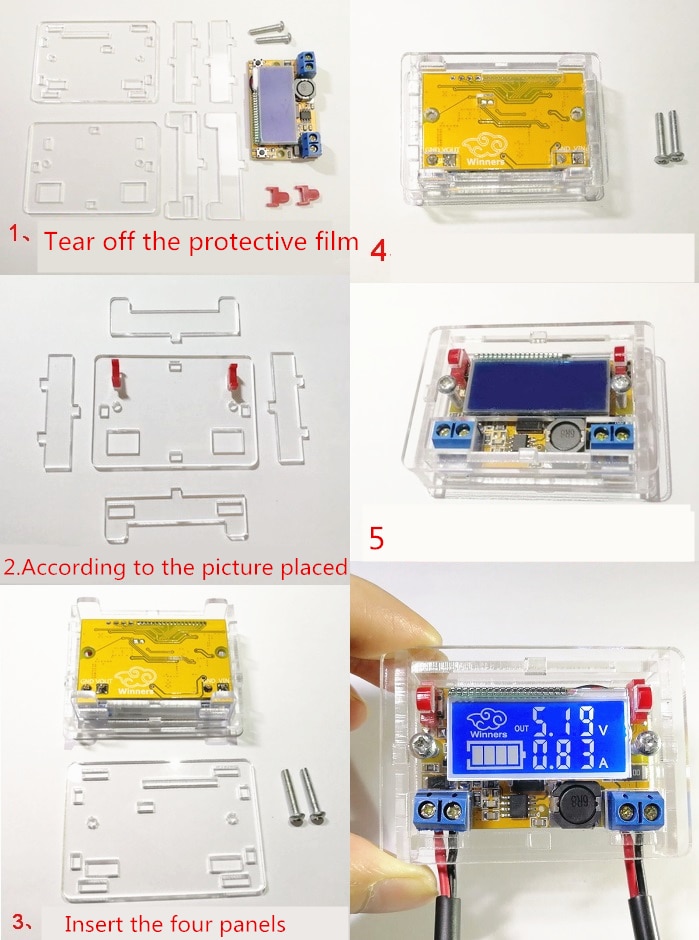 DC-DC Adjustable Step-down Regulated Power Supply Module Voltmeter Dual Display Diy Kit