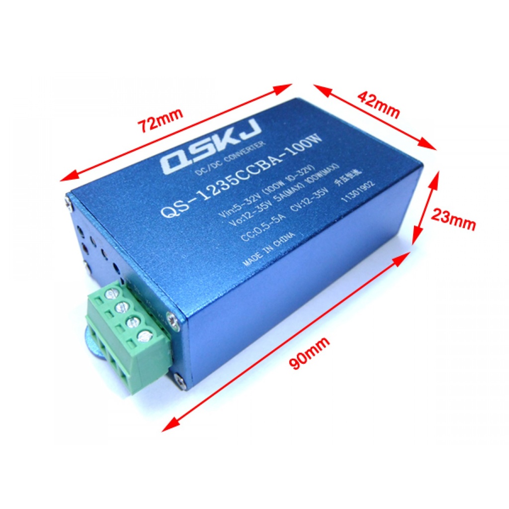 DC-DC Converter 5-32V to 12-35V CC CV Step Up Power Supply Module QS-1235CCBA-100W