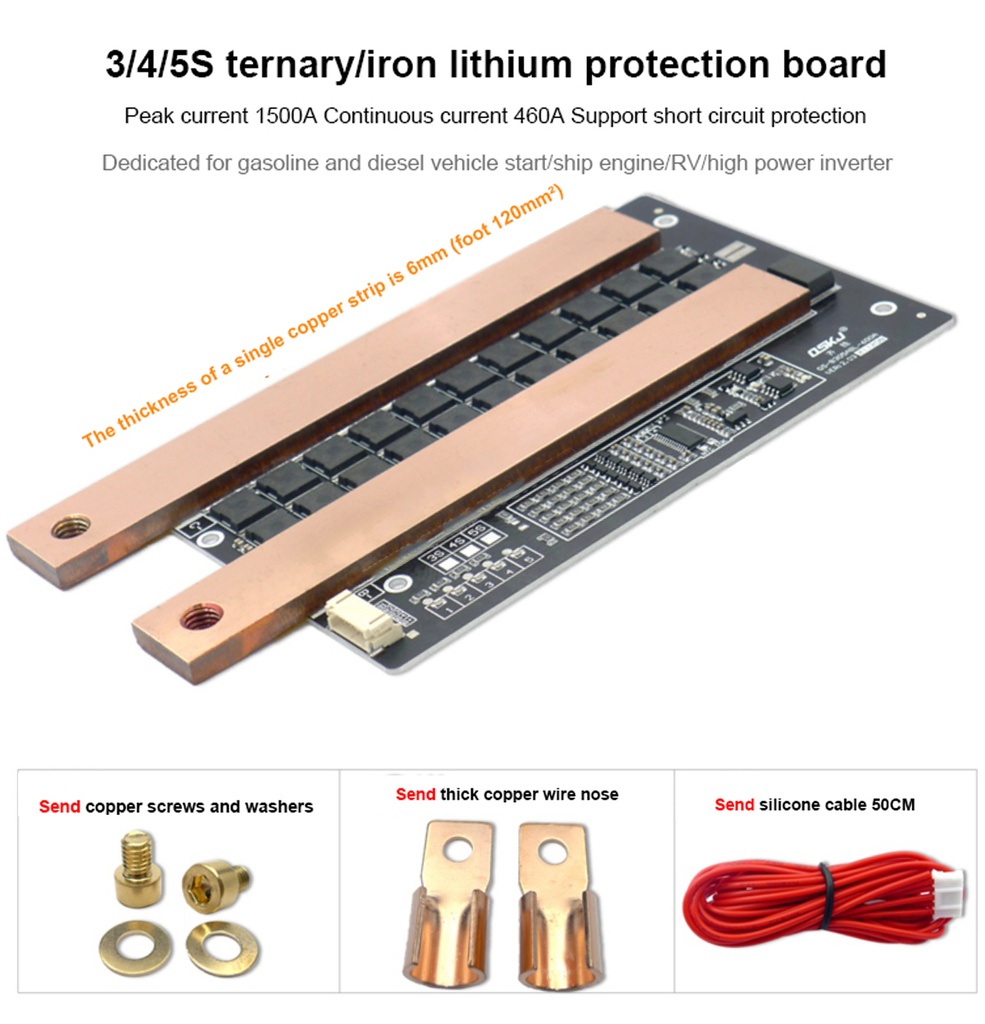 3S 4S 5S 12V 460A Li-ion LifePo4 Lithium Battery Protection Board W Balance BMS High Current Inverter car Diesel RV start