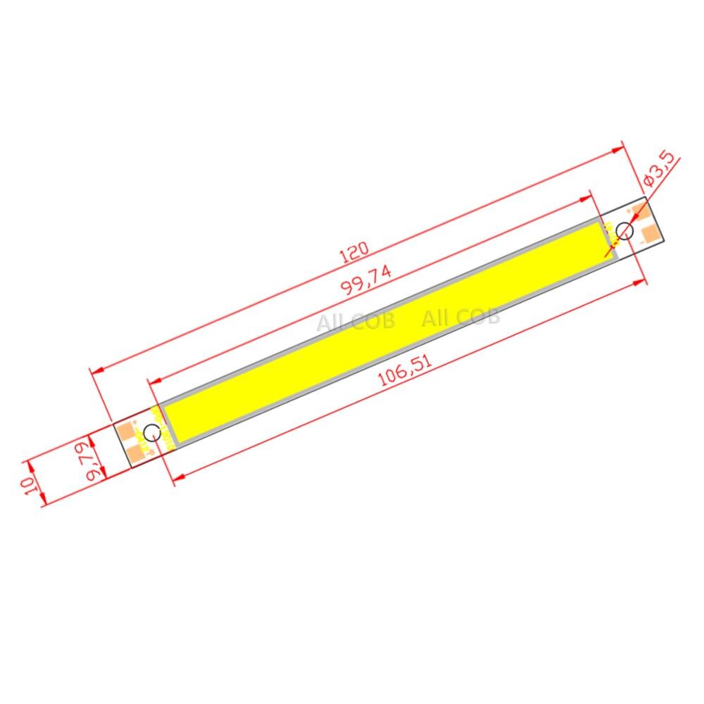 120*10mm COB LED Strip Bar Light 4.72 inch DC12V 10W