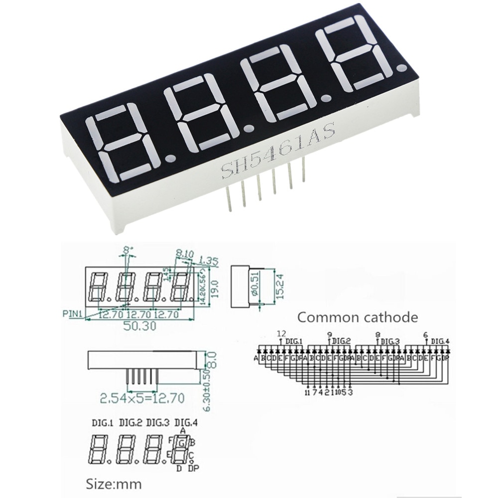 0.56inch 1-4bit Digital Tube Red LED Digit Display 7 Segment 