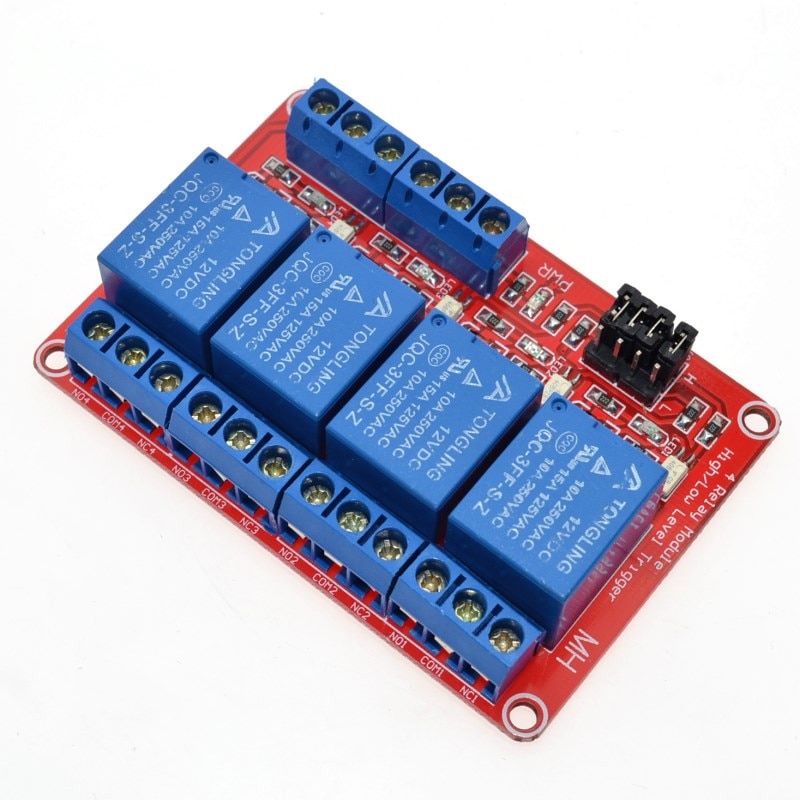 4 Channel Relay Module with Optocoupler Isolation Supports High and Low Trigger 5V 12V 24V