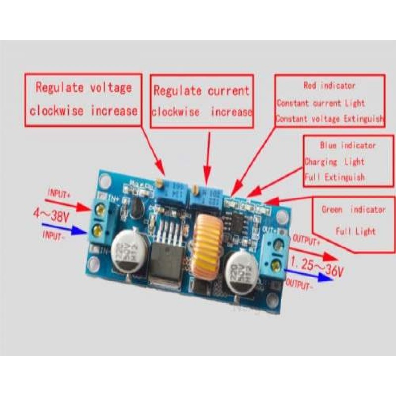 5A 75W XL4015 DC-DC Adjustable Step-down Module (LED Voltmeter Power Supply Module)