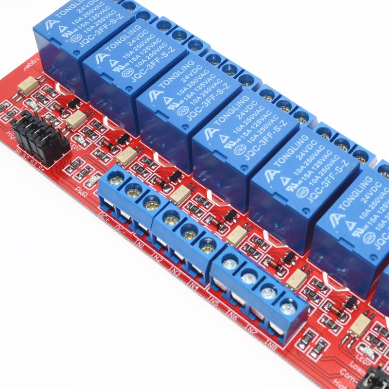 8 Channel Relay Control Module with Optocoupler Isolation Support High and Low Level Trigger 5V 12V 24V