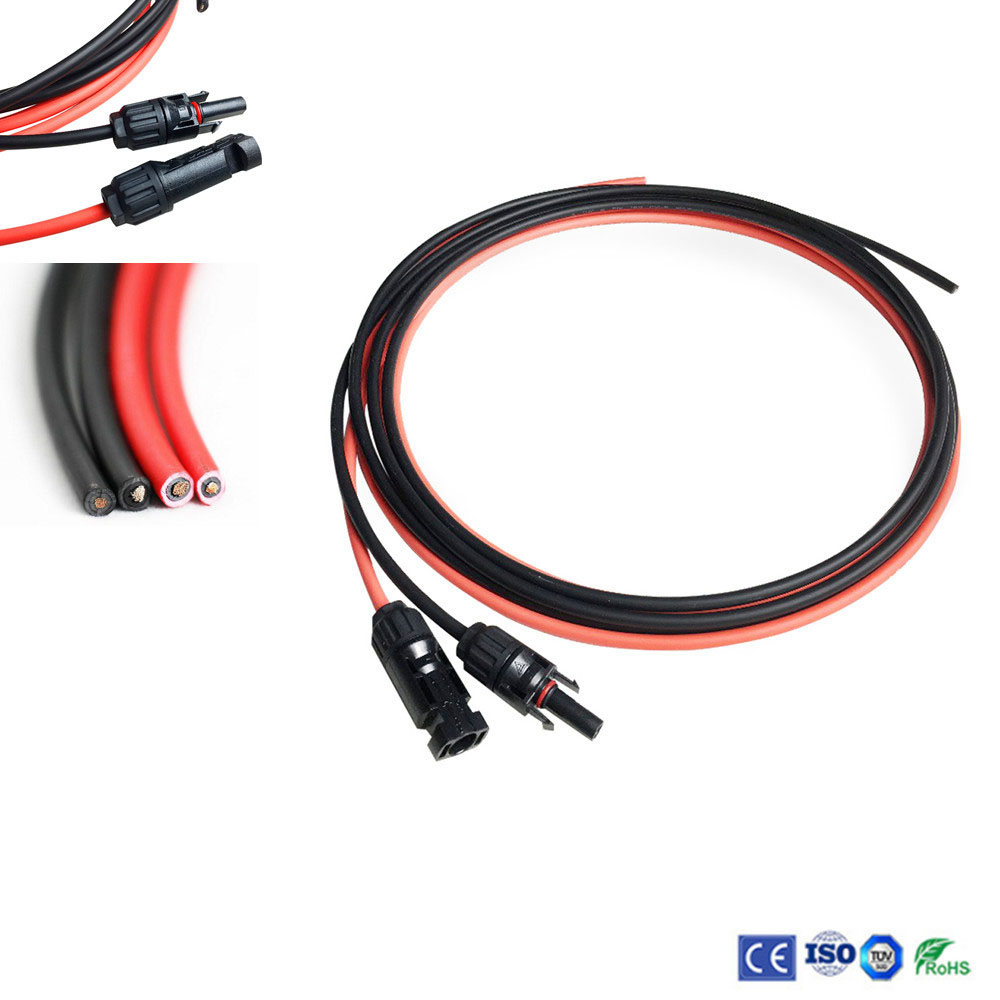 Cable Wire with MC4 Female and Male Connector Black+Red 1 Pair