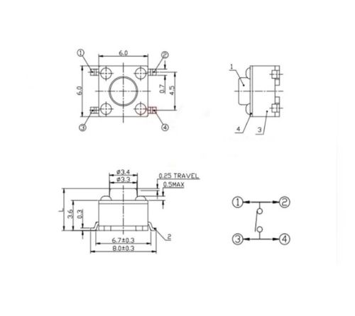 Momentary Tactile Push Button Switch 4 Pin 6*6*4.3/5/6/7/8/9/10 SMD SMT Mini PCB