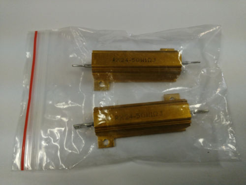RX24 50W Aluminum Heatsink Metal Oxide Power Resistor Golden Tone