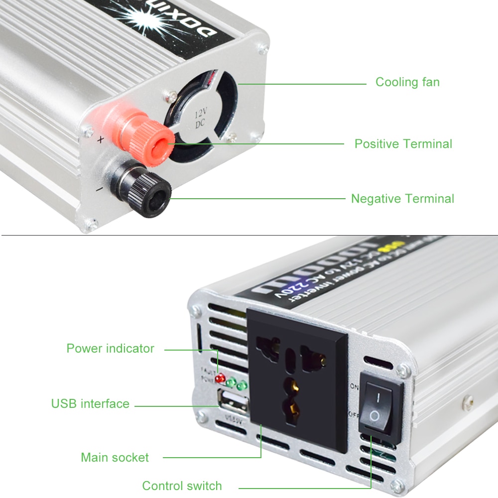 1000W DC12V to AC220V Portable Car Power Inverter Charger DC24V to AC110V Modified Sine Wave