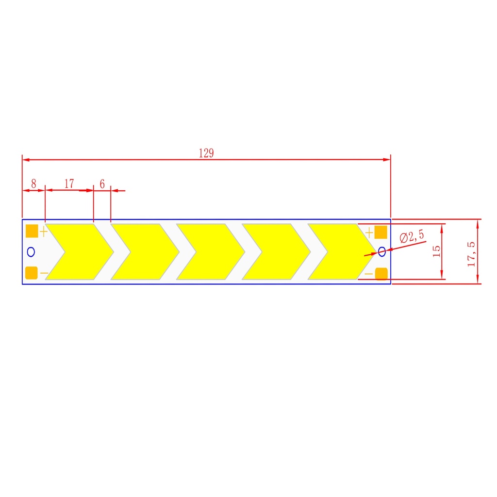 5W LED COB Light Bar Module 129*17.5mm White DC 12V  400mA 