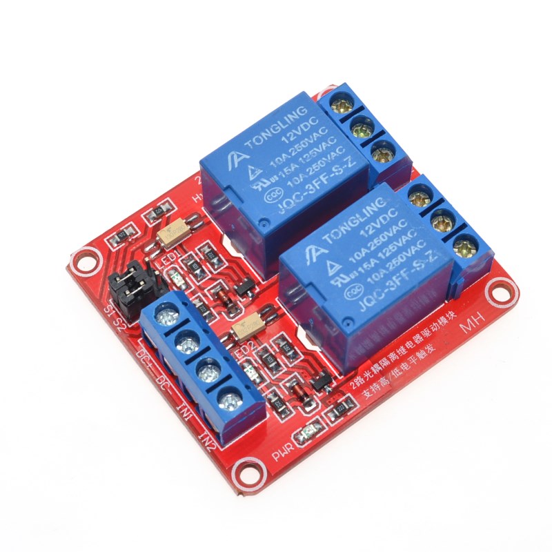 2 Channel Relay Module with Optocoupler Isolation Supports High and Low Trigger 5V 12V 24V