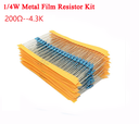 1/4W 5% Metal Film Resistor Kit 200Ω -- 4.3K 25 Values*10 