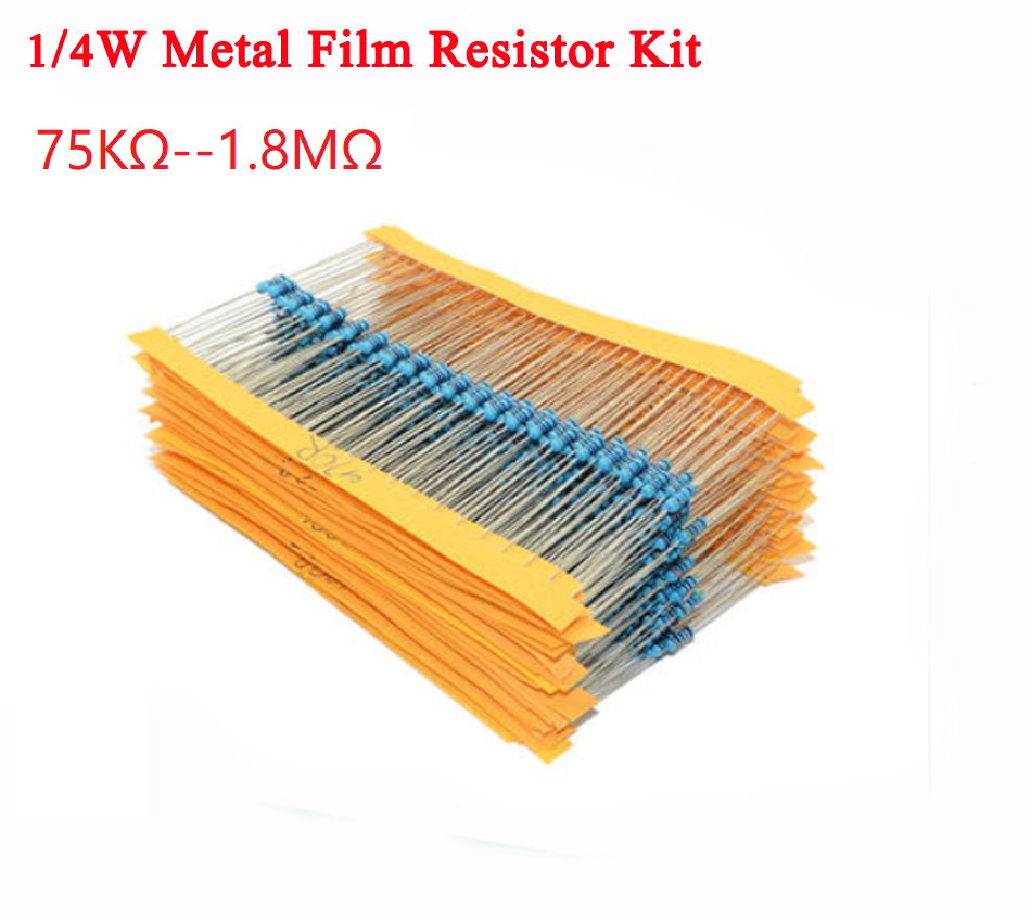 1/4W 5% Metal Film Resistor Kit 75KΩ -- 1.8M 24 Values*10 