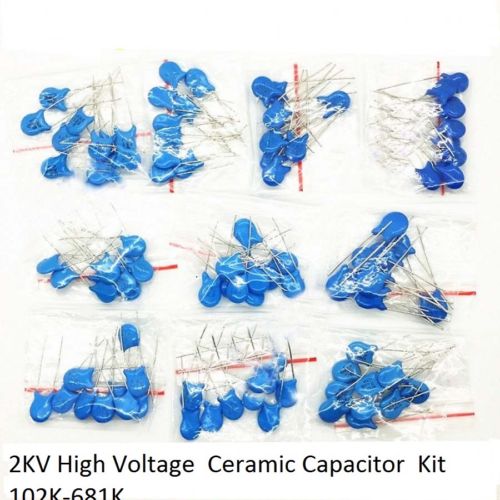 10 Values 2KV High-Voltage 102K-681K Ceramic Capacitor Assortment Kit