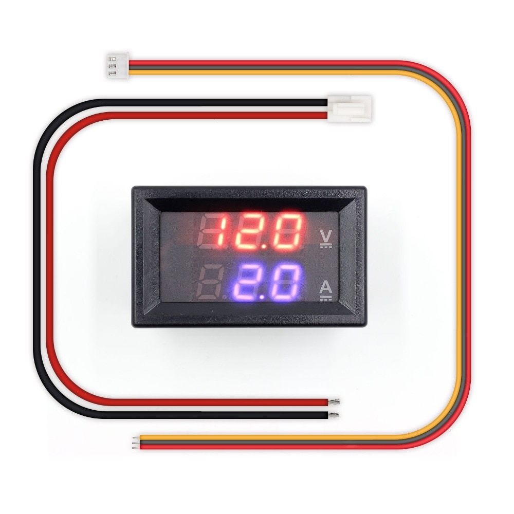 DC100V 10A 0.28" Blue Red Dual LED Display Mini Digital Voltage Meter