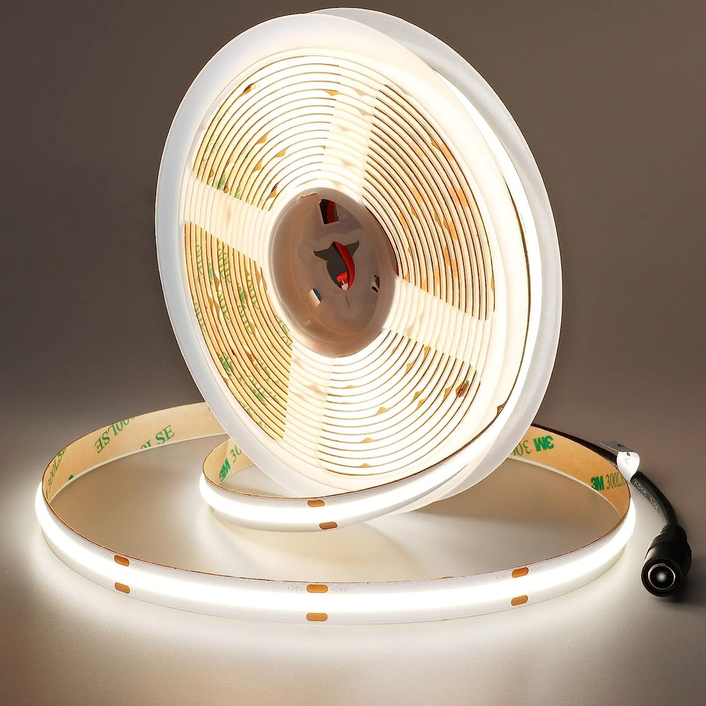 DC12V/24V COB LED Strip Light 480LEDs/m 16.4ft High Density Flexible Tape 3000-6500K RA95