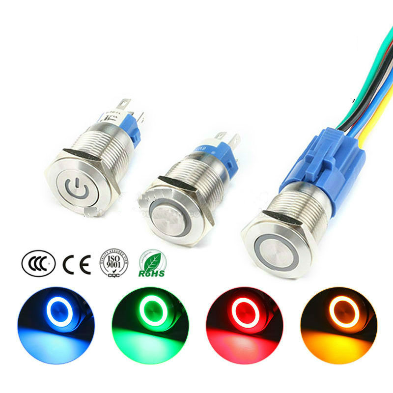 19MM Waterproof Metal Button Switch Self-lock Self-reset with LED Light