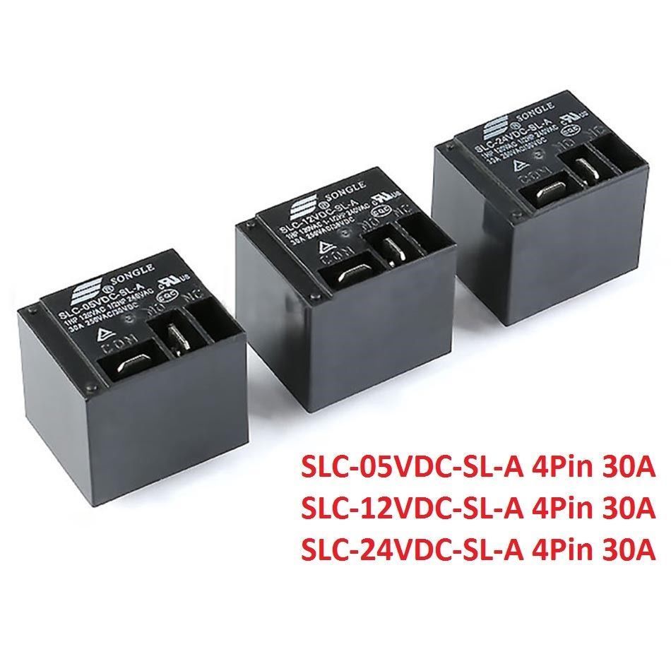 4-Pin Mini Power Relay SLC-05V 12V 24V 30A T91Relays PCB | Satistronics