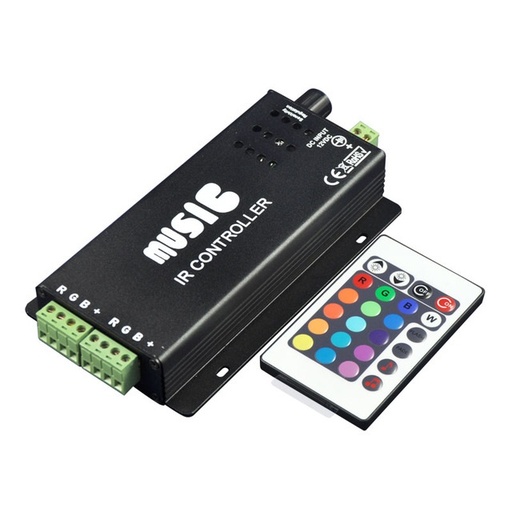 DC12/24V 24key IR Remote Control Aluminum Audio Sound Sensitive LED RGB Music Controller