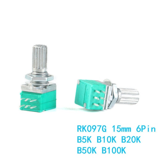 RK097G Audio Amplifier Sealed Dual Potentiometer B5K B10K B20K B50K B100K 15mm 6Pin  lot(10 pcs)