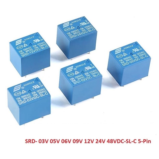 SONGLE Mini Power Relays SRD-03V 05V 09V 12V 24VDC-SL-C 5Pin 10A