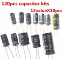 120pcs Electrolytic Capacitors Kit Assorted 12 Values 1UF-470UF 16V 25V 50V