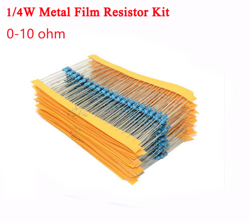 1/4W Metal Film Resistor Kit ±1% Tolerance 0 Ohm to 10 Ohm 18 Values /180pcs