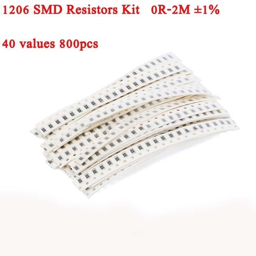  1206 1% Chip Resistors Assortment Kit 0Ω - 2MΩ 40 values*20