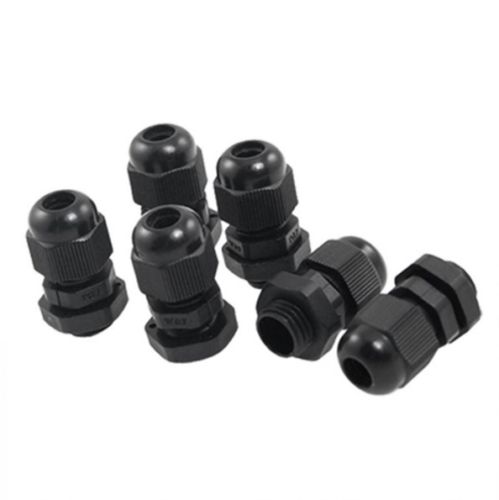 PG7 Black Plastic Waterproof Connector Gland 3-6.5mm Dia Cable lot(10 pcs)