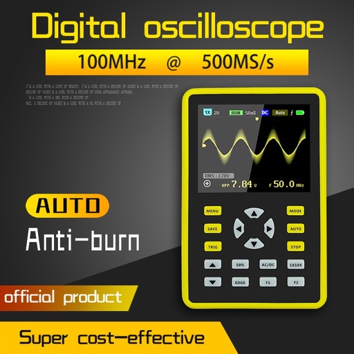FNIRSI-5012H 100MHz Analog Bandwidth 500MS/s Sampling Rate 2.4-inch IPS Screen Digital Oscilloscope