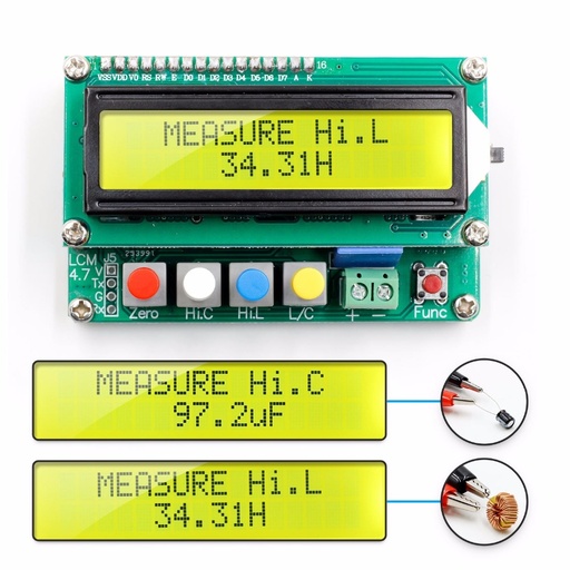 LC100-A 1pF-100mF 1uH-100H Digital LCD Capacitance Meter Inductance Tester + Test Clip
