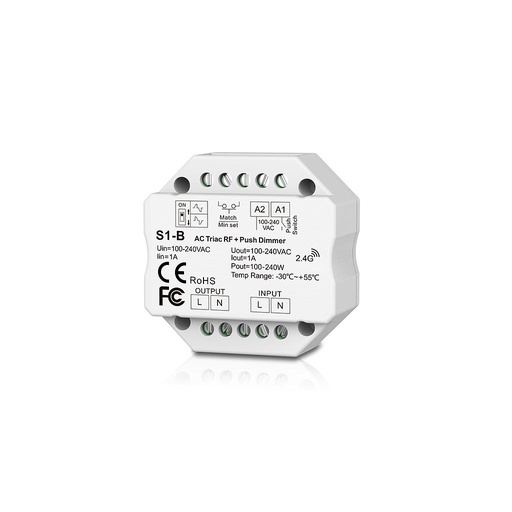 S1-B AC100-240V RF 2.4G Triac Dimmer Wifi Push Switch Dimming Control for LED Lamp